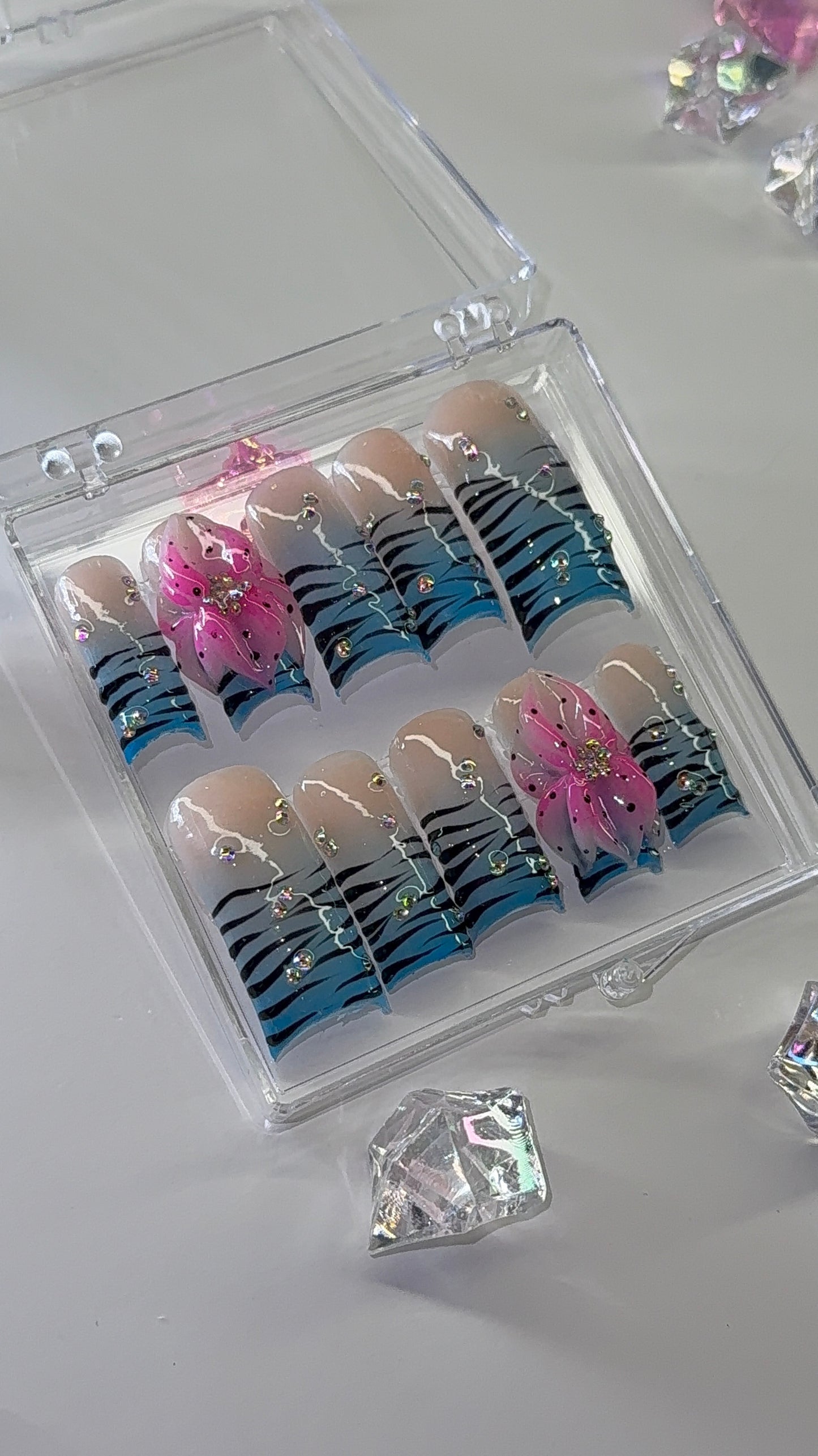 Jelly Blue Airbrush x 3D flower 🪷