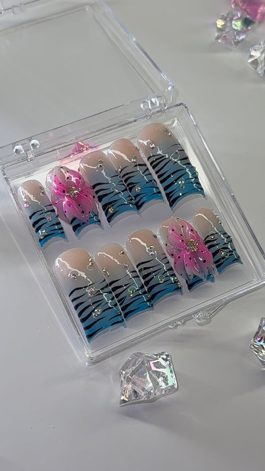 Jelly Blue Airbrush x 3D flower 🪷