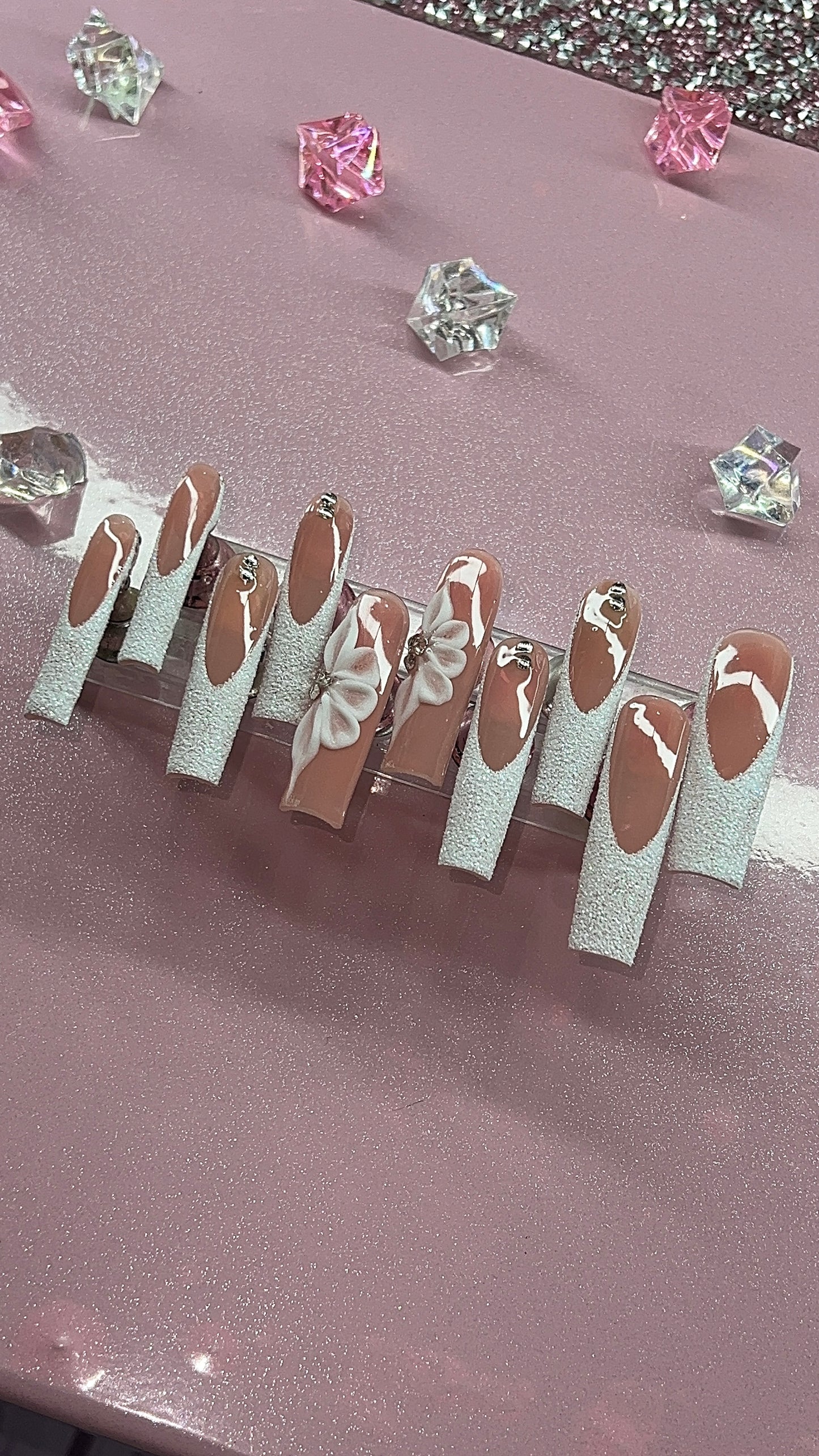 Acrylic Flower Square Nails 🤍