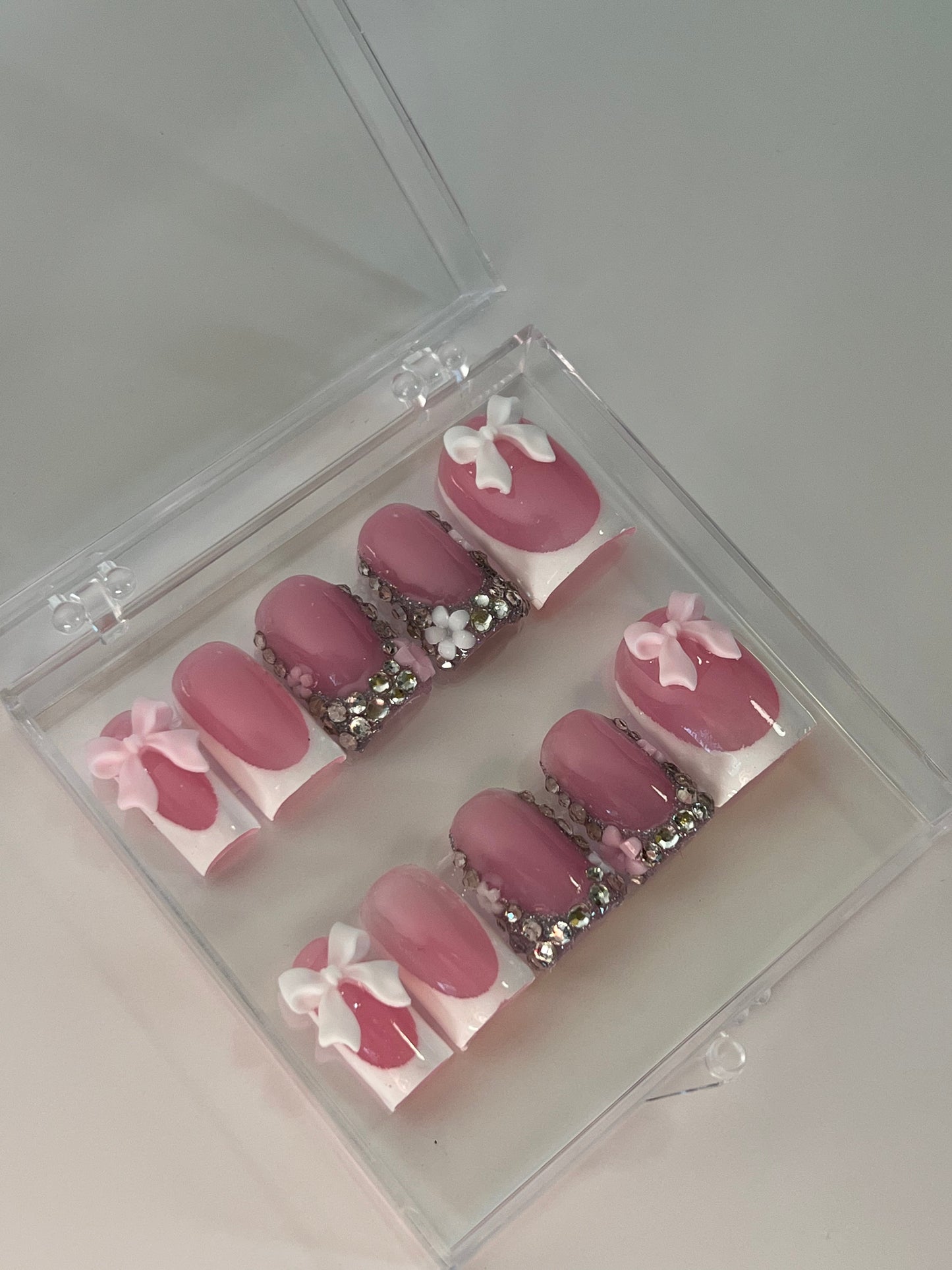 French Tip x Bling Square Nails 🤍🎀