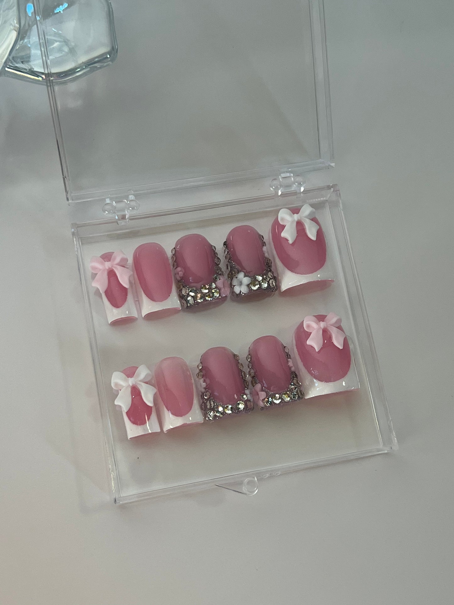 French Tip x Bling Square Nails 🤍🎀